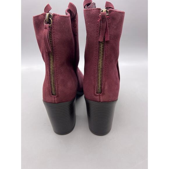 Mia Rhys Womens Burgundy Red Suede Back Zipper Heeled Ankle Booties Size 11 M - Picture 5 of 13